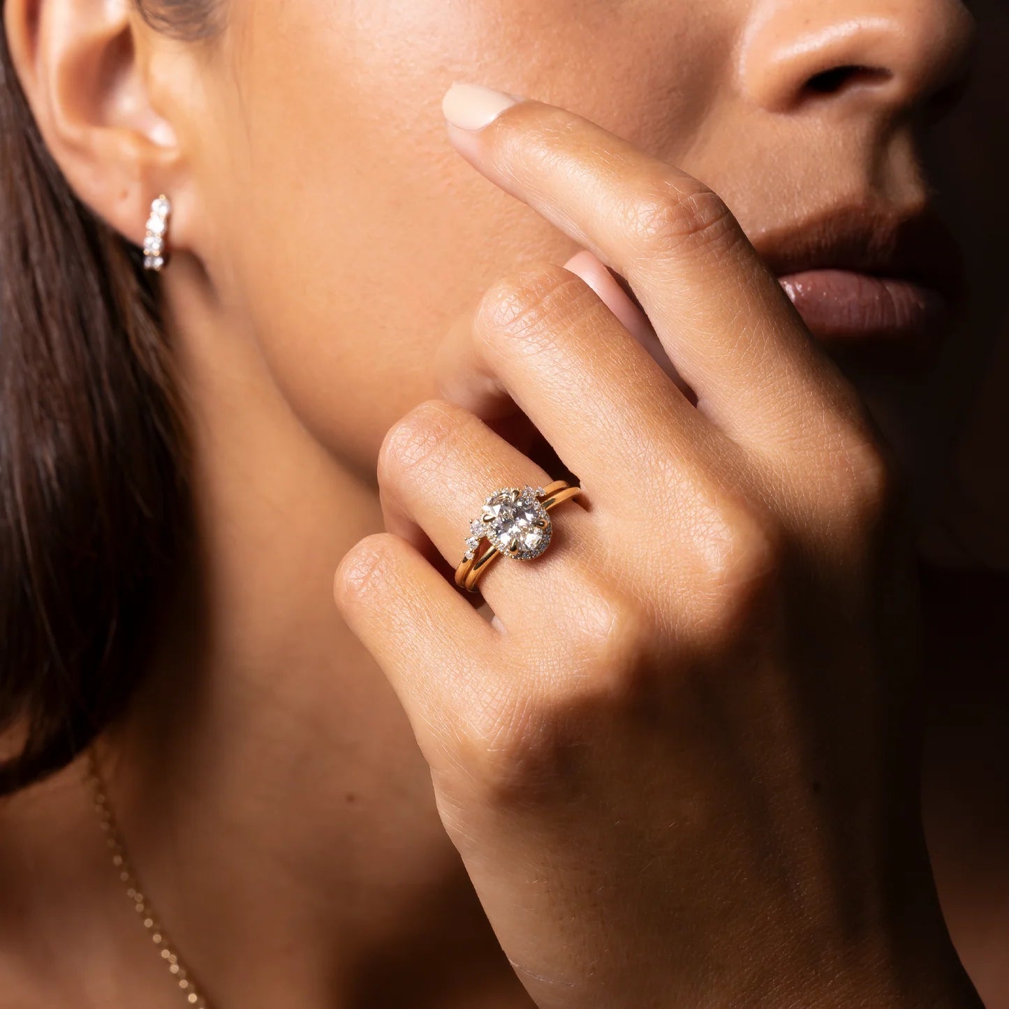 1.0CT Oval Lab Grown Diamond Halo Solitaire Engagement Ring