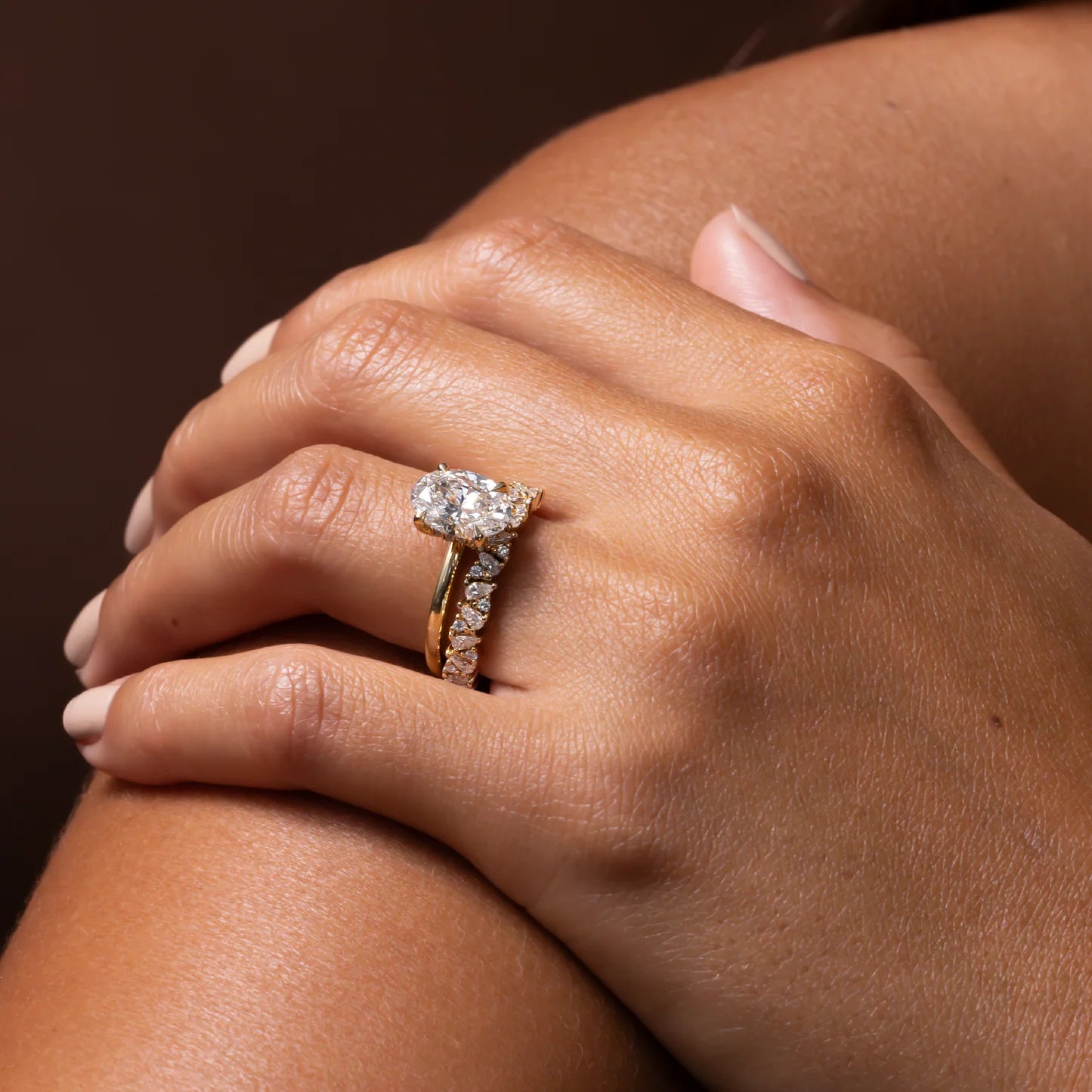 Pear and Round Lab Grown Diamond Scattered Wedding Band