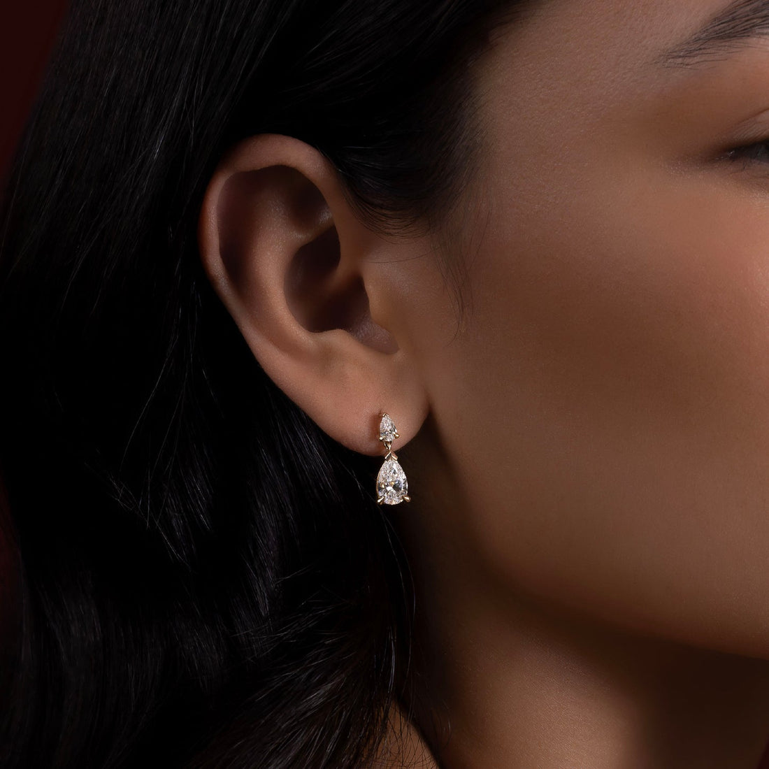 Pear Lab Grown Diamond Double Drop Earrings