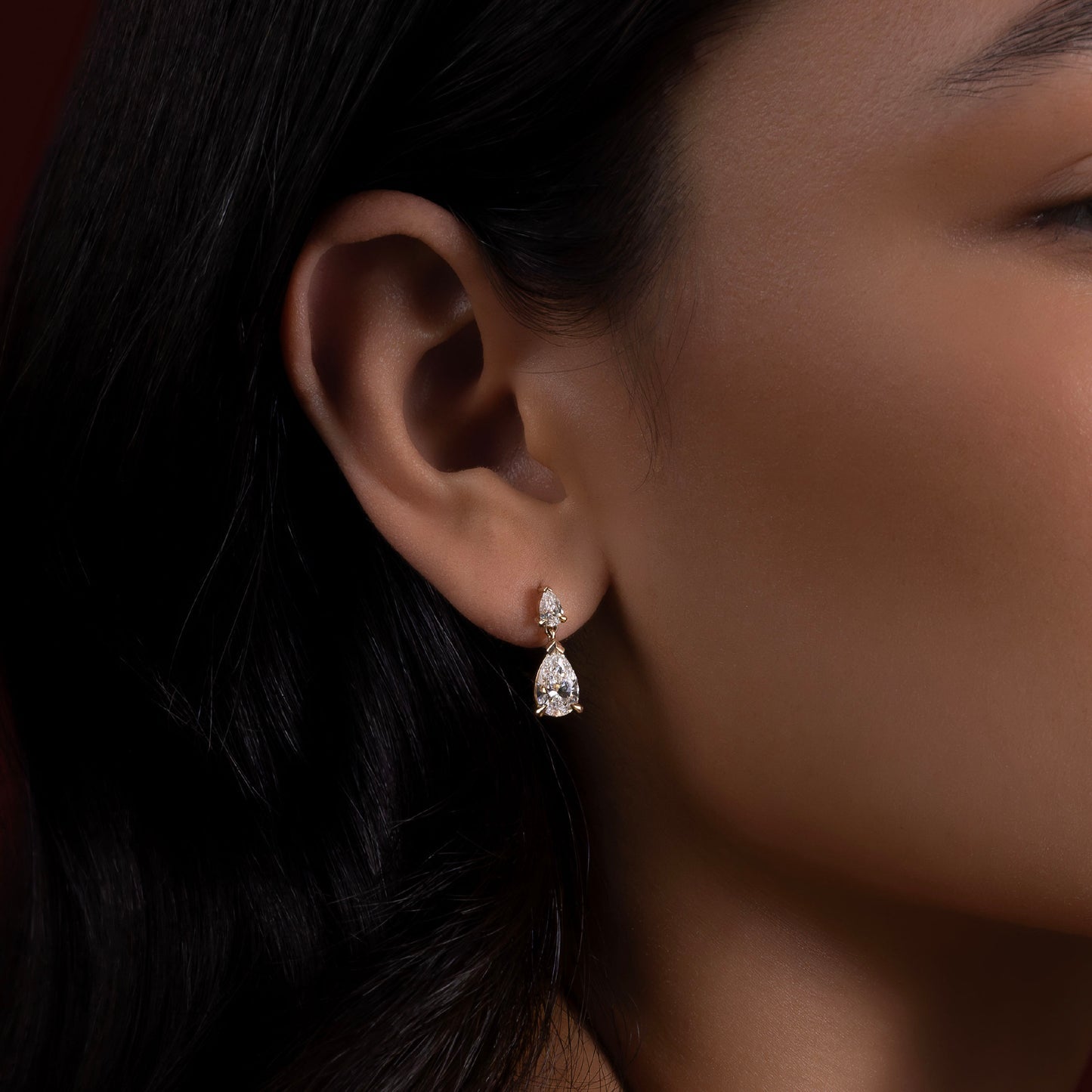 Pear Lab Grown Diamond Double Drop Earrings