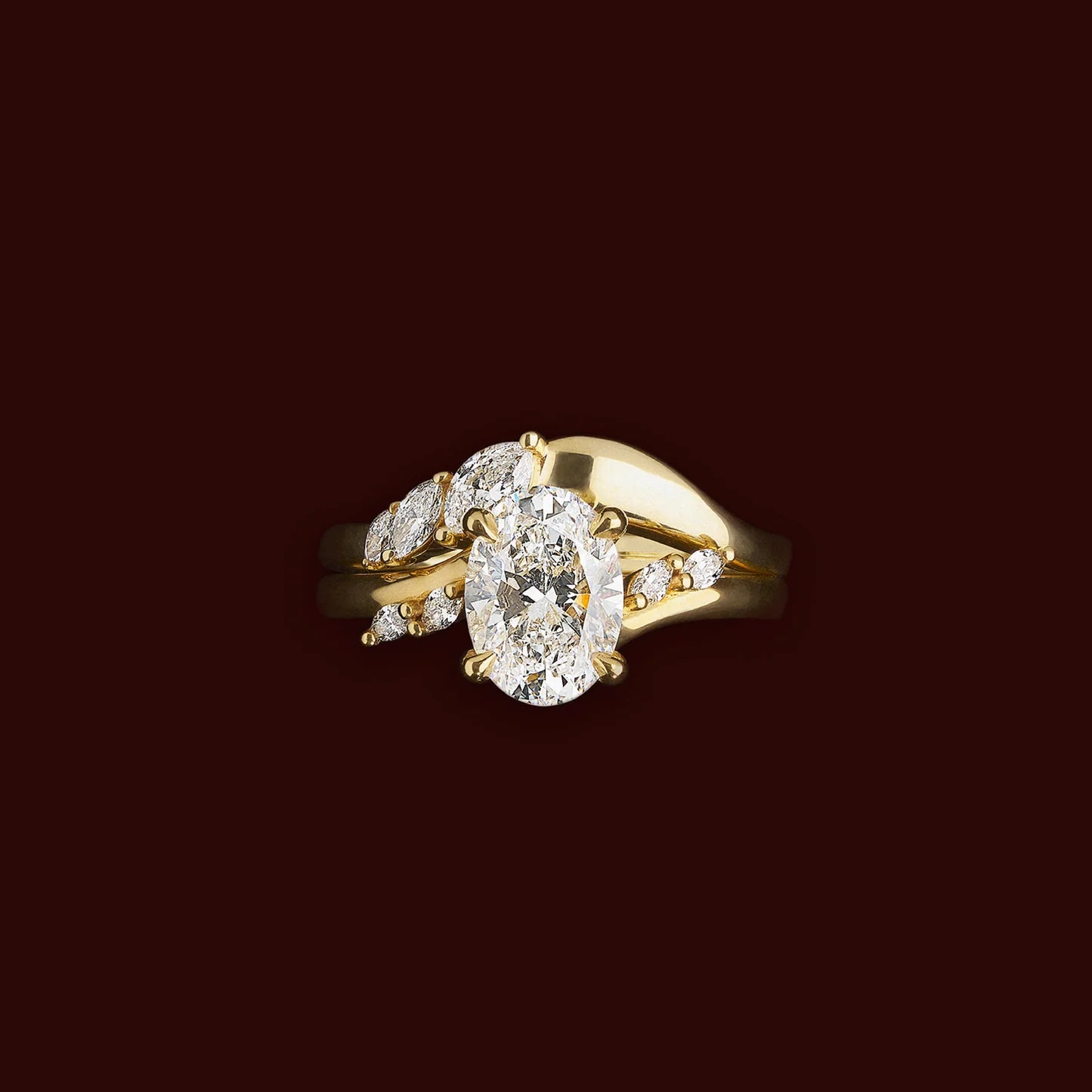 Marquise Lab Grown Diamond Curved Wedding Band