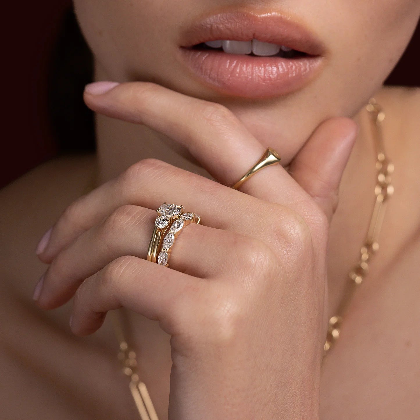Horizontal Oval Lab Grown Diamond Wedding Band