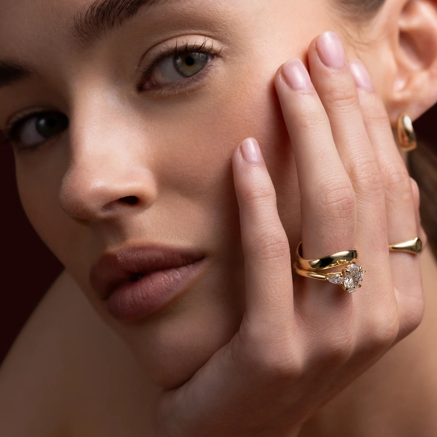 14K Solid Gold Plain Curved Wedding Band