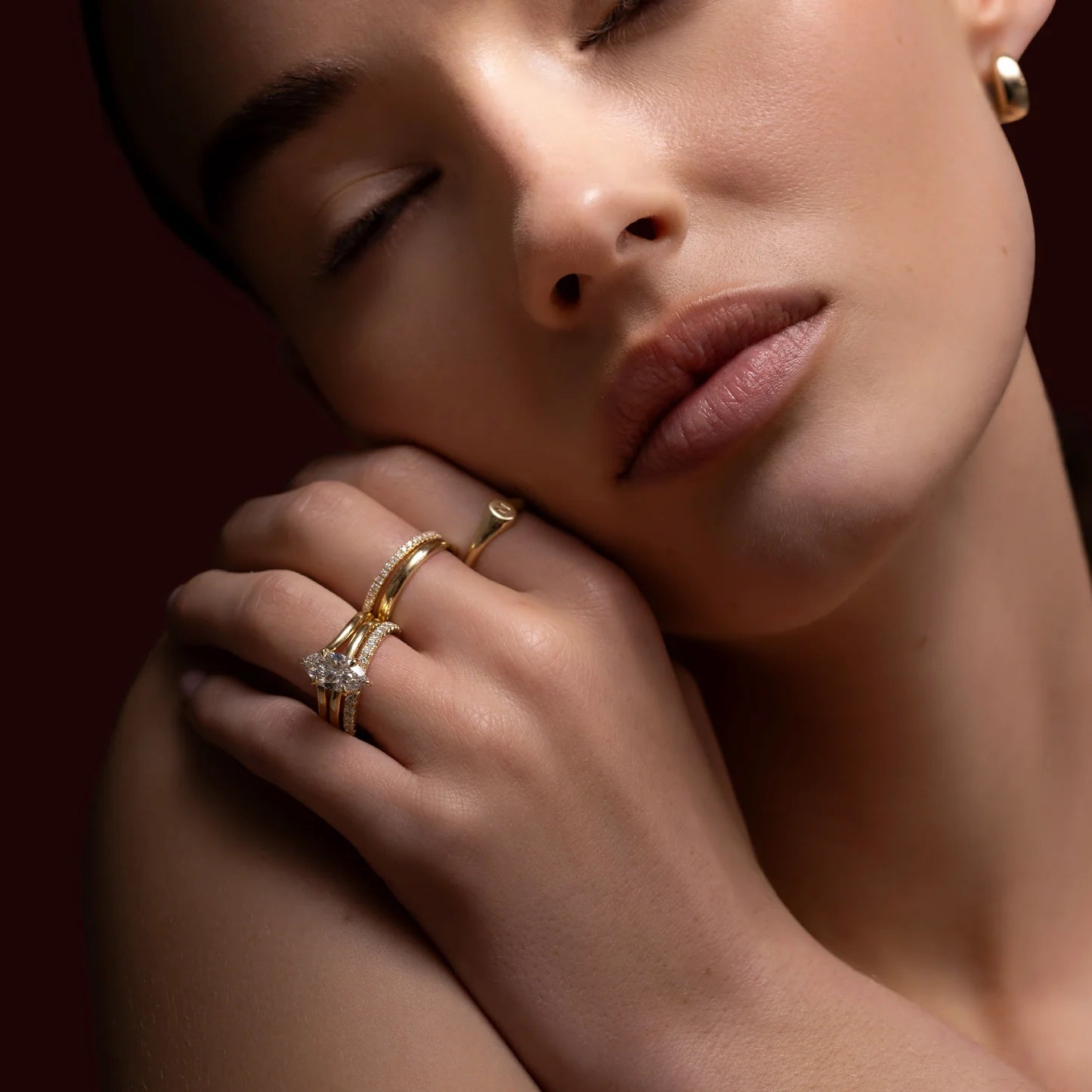 14K Solid Gold Plain Classic Chevron Wedding Band