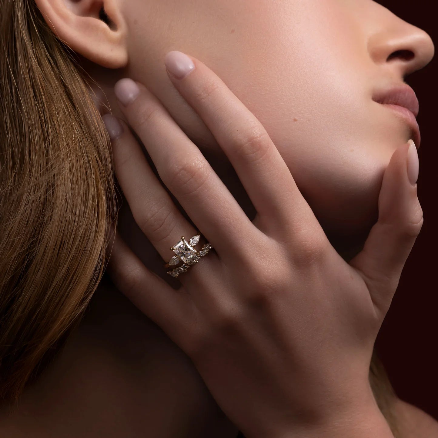Marquise and Round Lab Grown Diamond Cluster Wedding Band