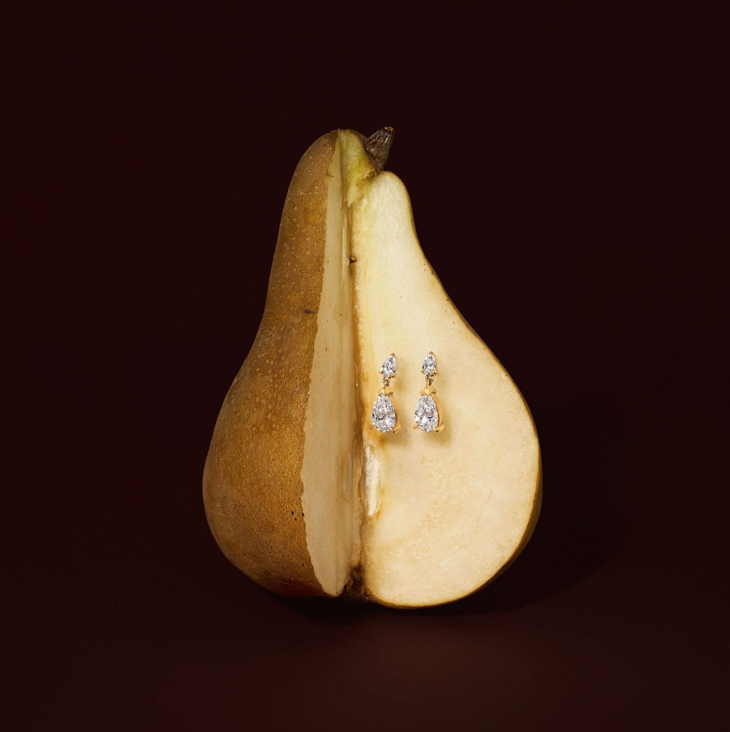 Pear Lab Grown Diamond Double Drop Earrings