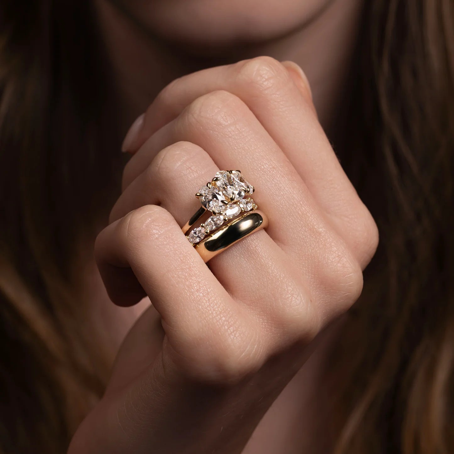 Horizontal Oval Lab Grown Diamond Wedding Band