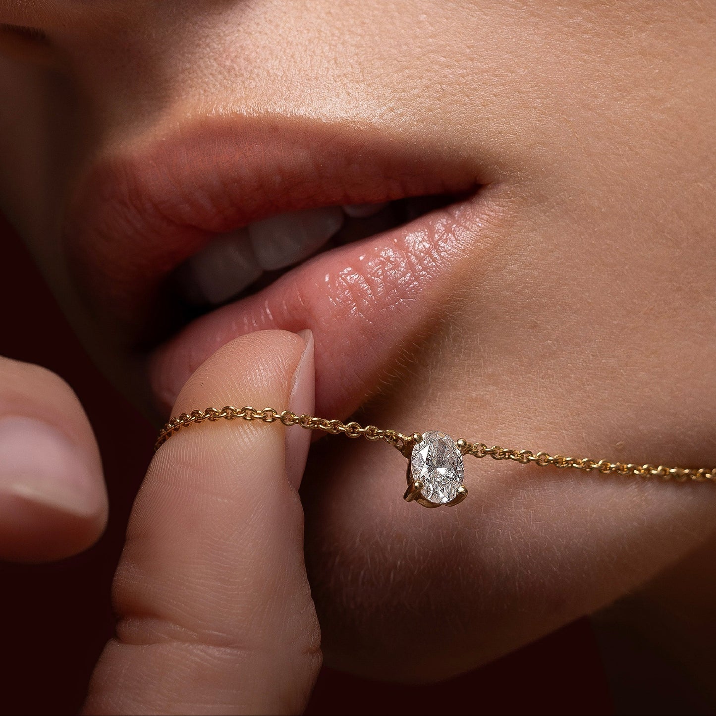 1.0CT Oval Cut Lab Grown Diamond Pendant Necklace