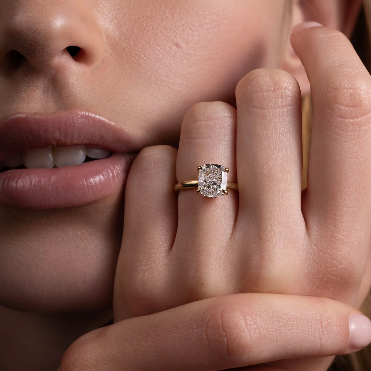 1.0CT Elongated Cushion Cut Lab Grown Diamond Solitaire Engagement Ring