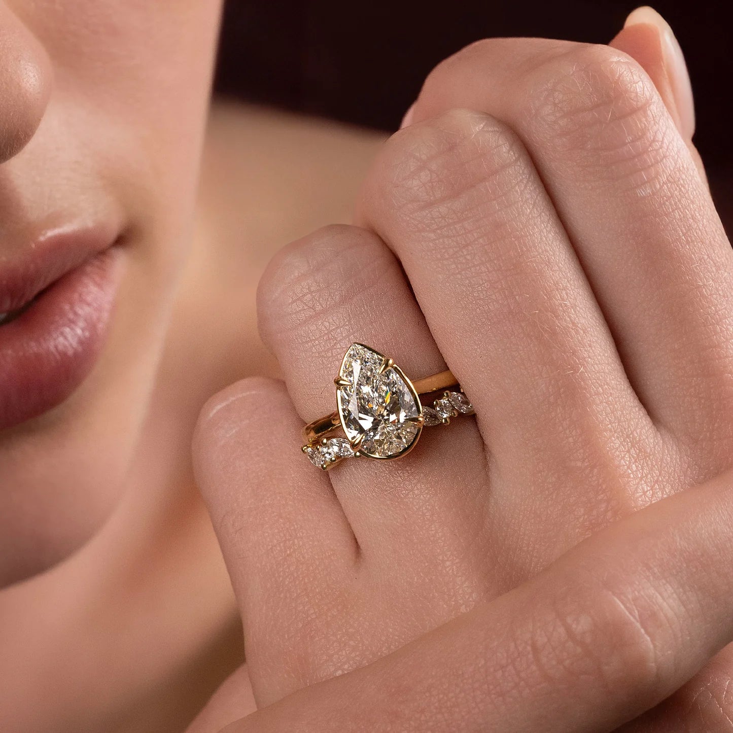 2.50CT Bezel Set Pear Cut Lab Grown Diamond Solitaire Engagement Ring