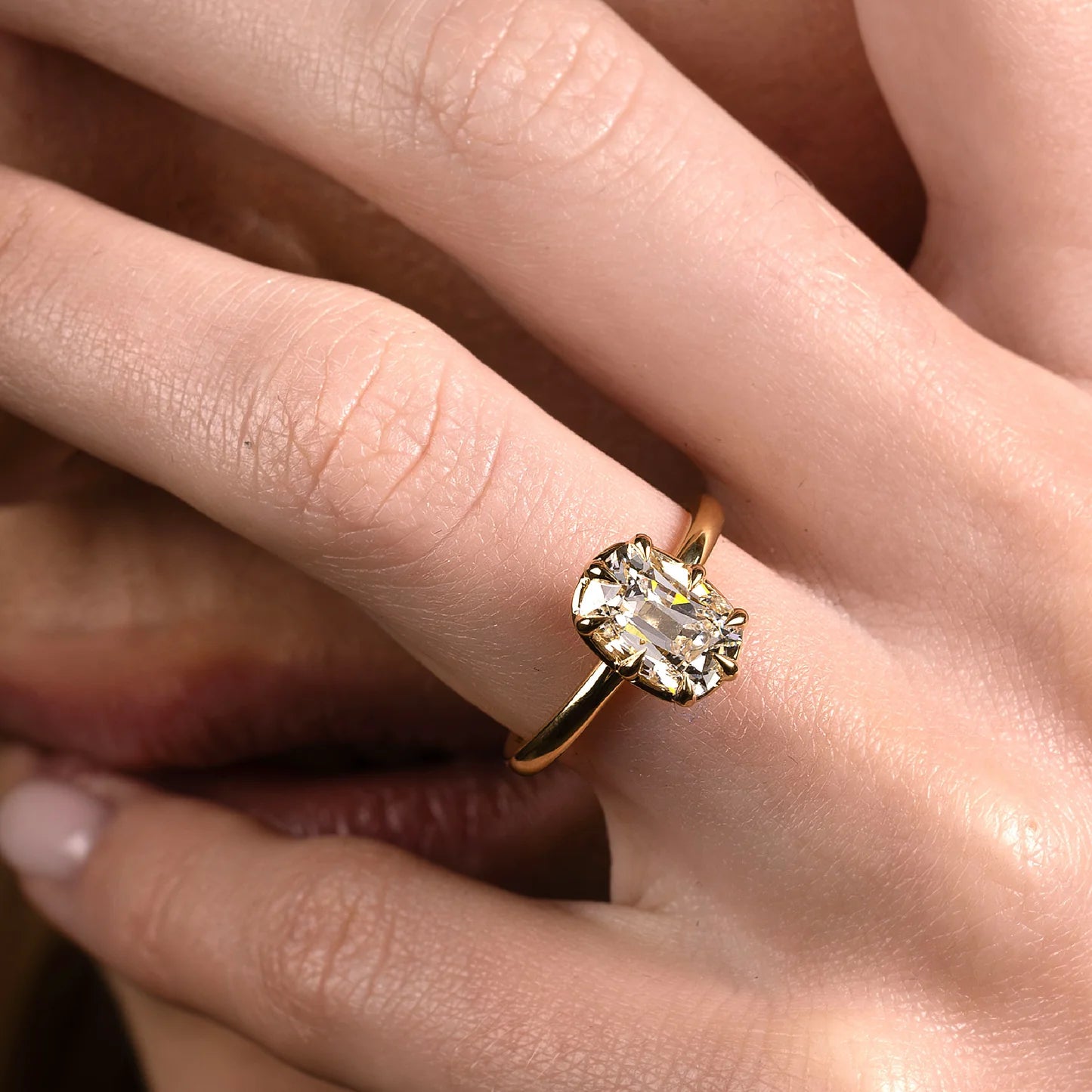 1.50CT Elongated Cushion Cut Lab Grown Diamond Bezel Solitaire Engagement Ring