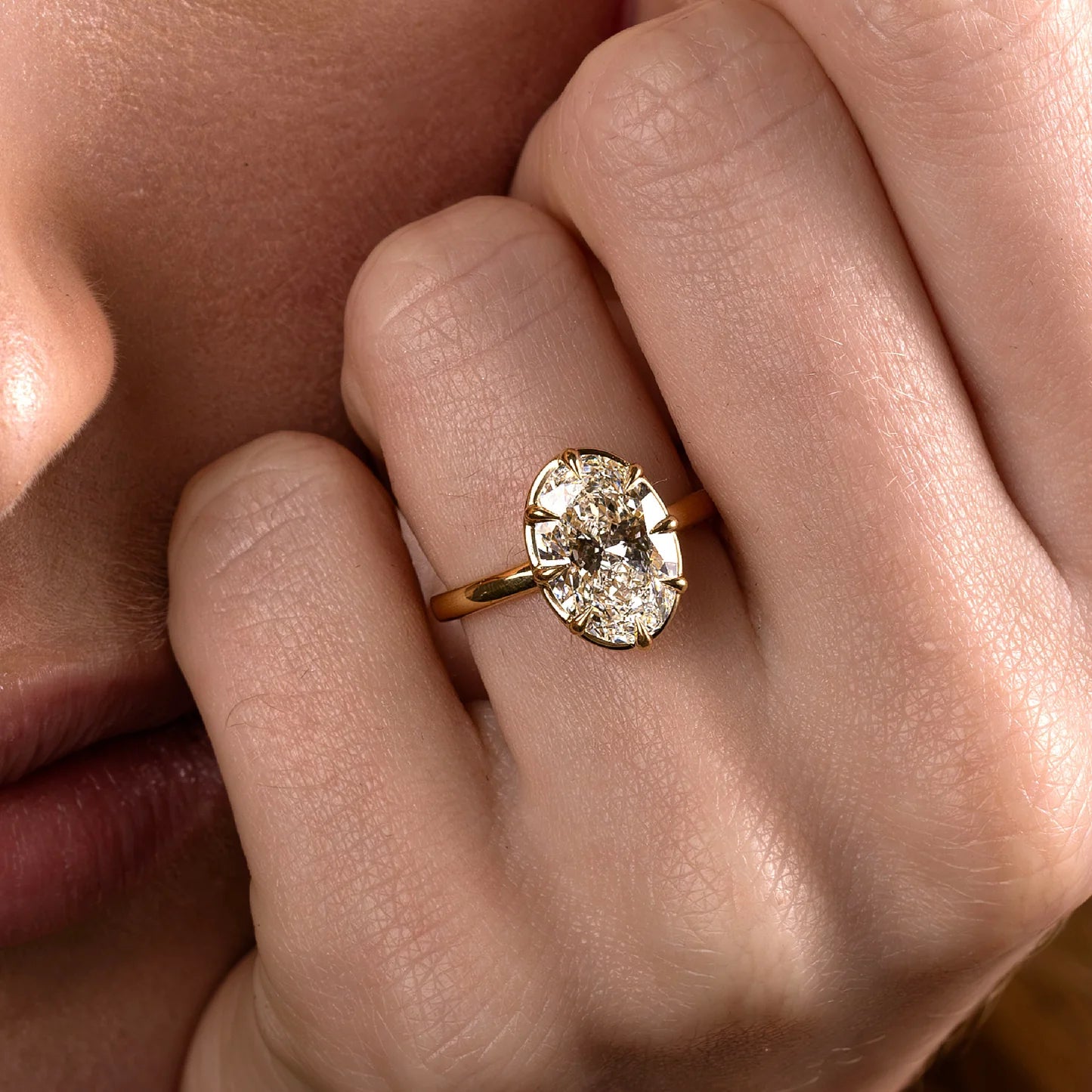 2.50CT Oval Cut Lab Grown Diamond Bezel Solitaire Engagement Ring