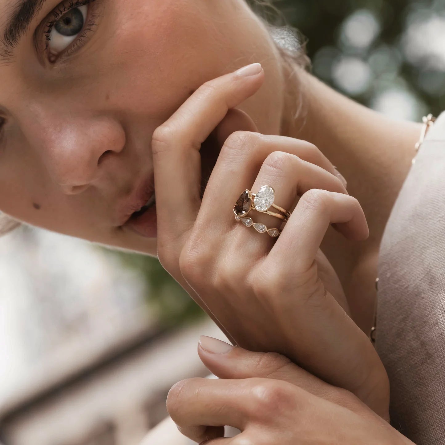 Pear Cut Lab Grown Diamond Bezel Wedding Band