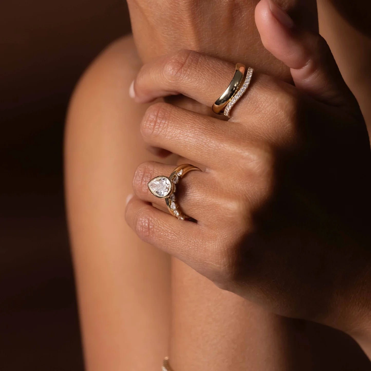 1.0CT Bezel Set Pear Cut Lab Grown Diamond Solitaire Engagement Ring