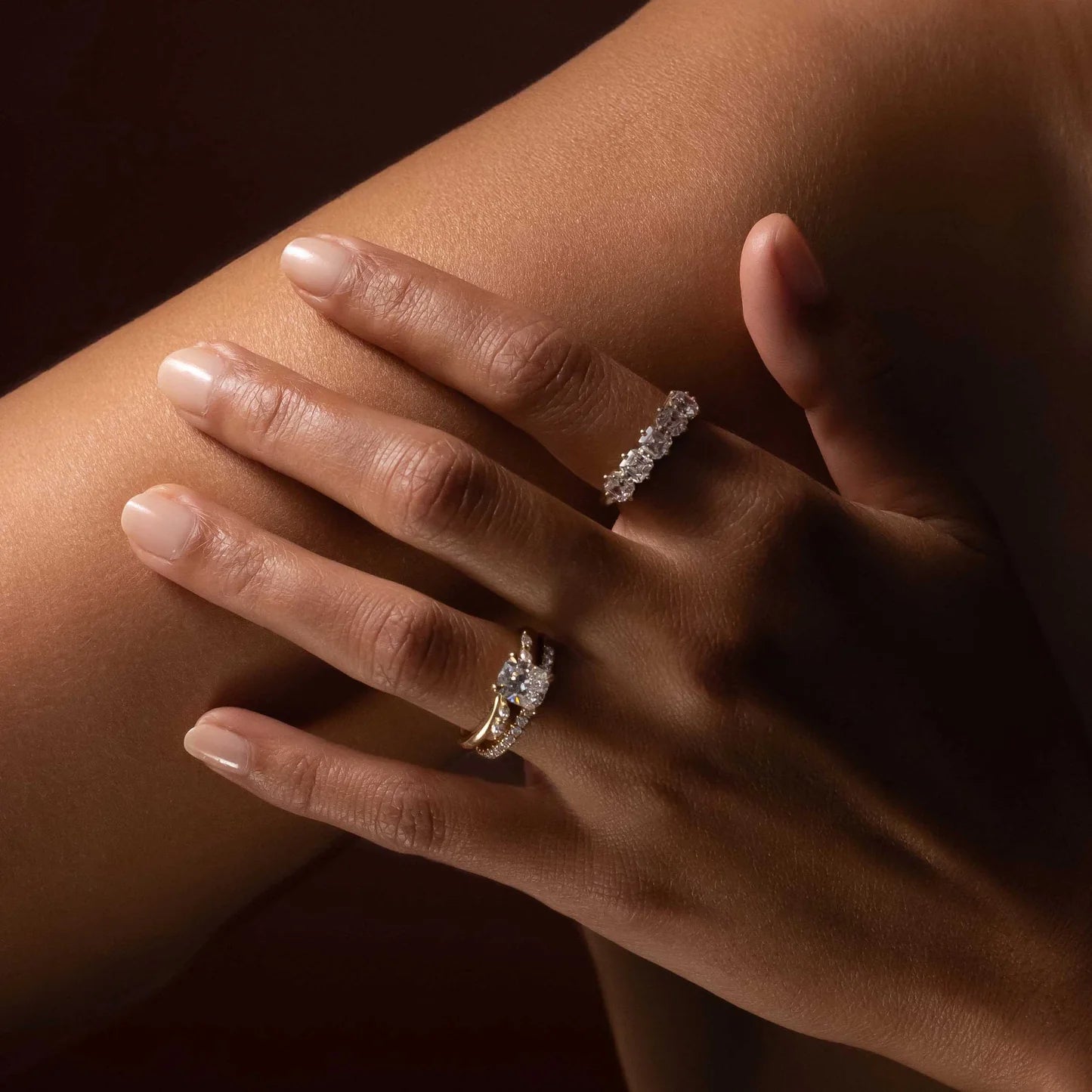 Round Lab Grown Diamond Half Eternity Pave Wedding Band