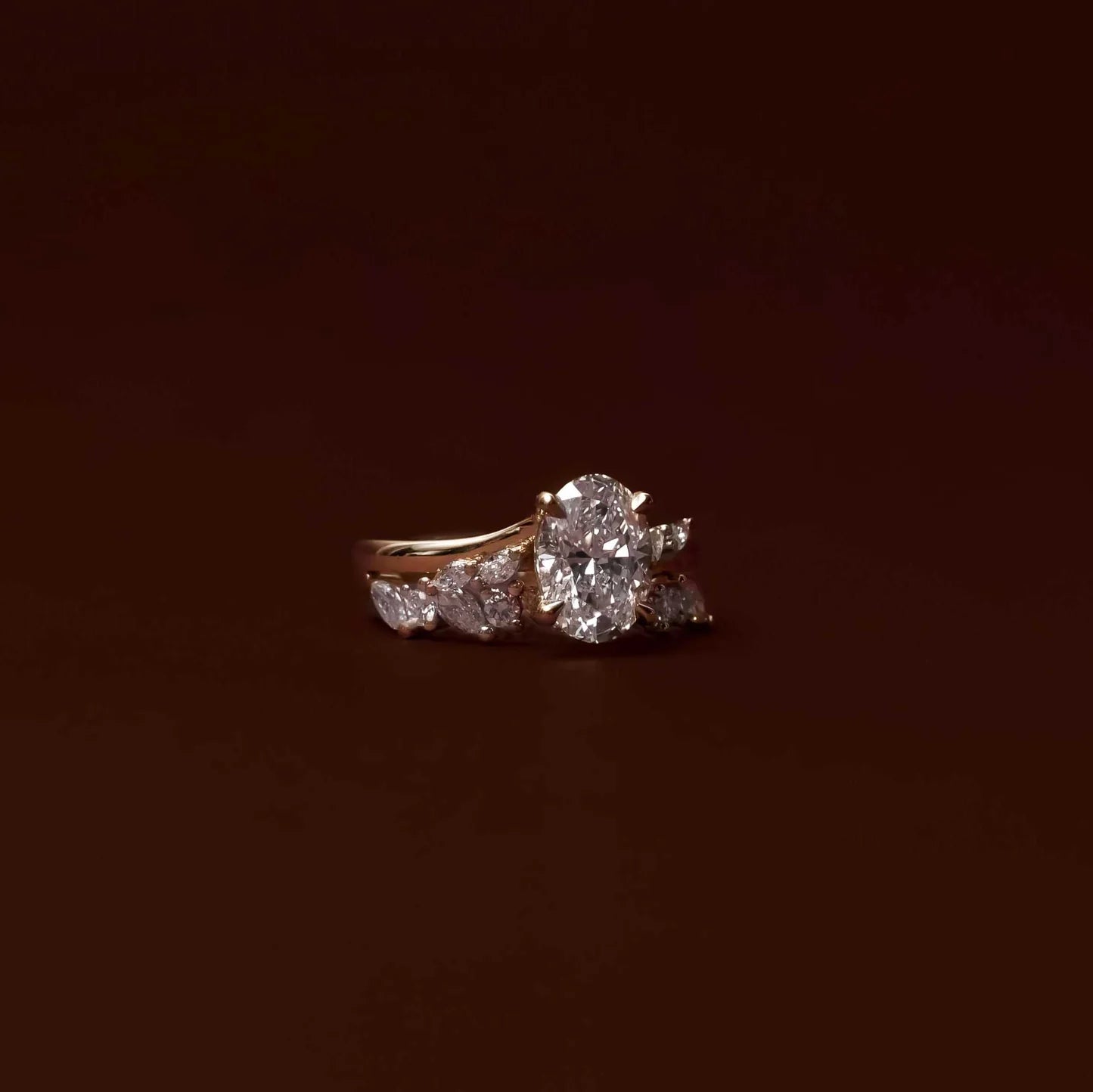 Marquise and Round Lab Grown Diamond Cluster Wedding Band