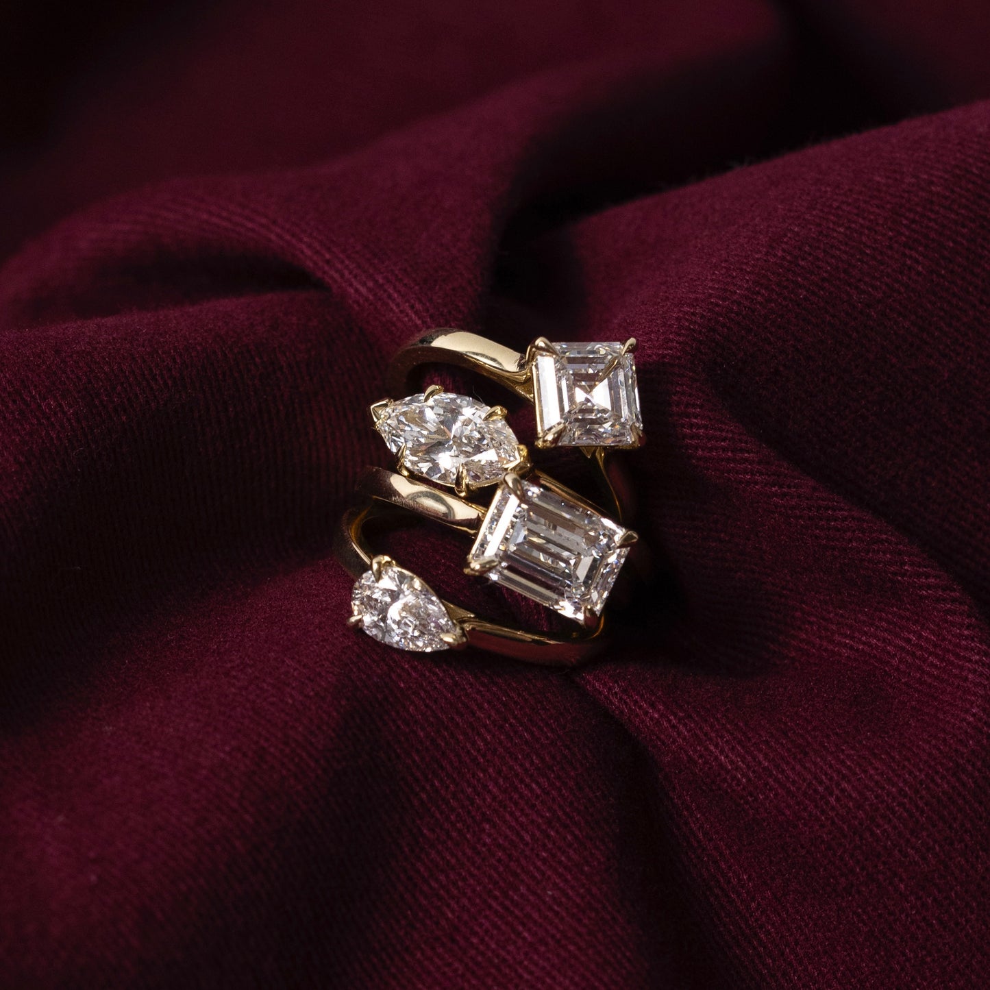 1.0CT East West Pear Lab Grown Diamond Cathedral Engagement Ring