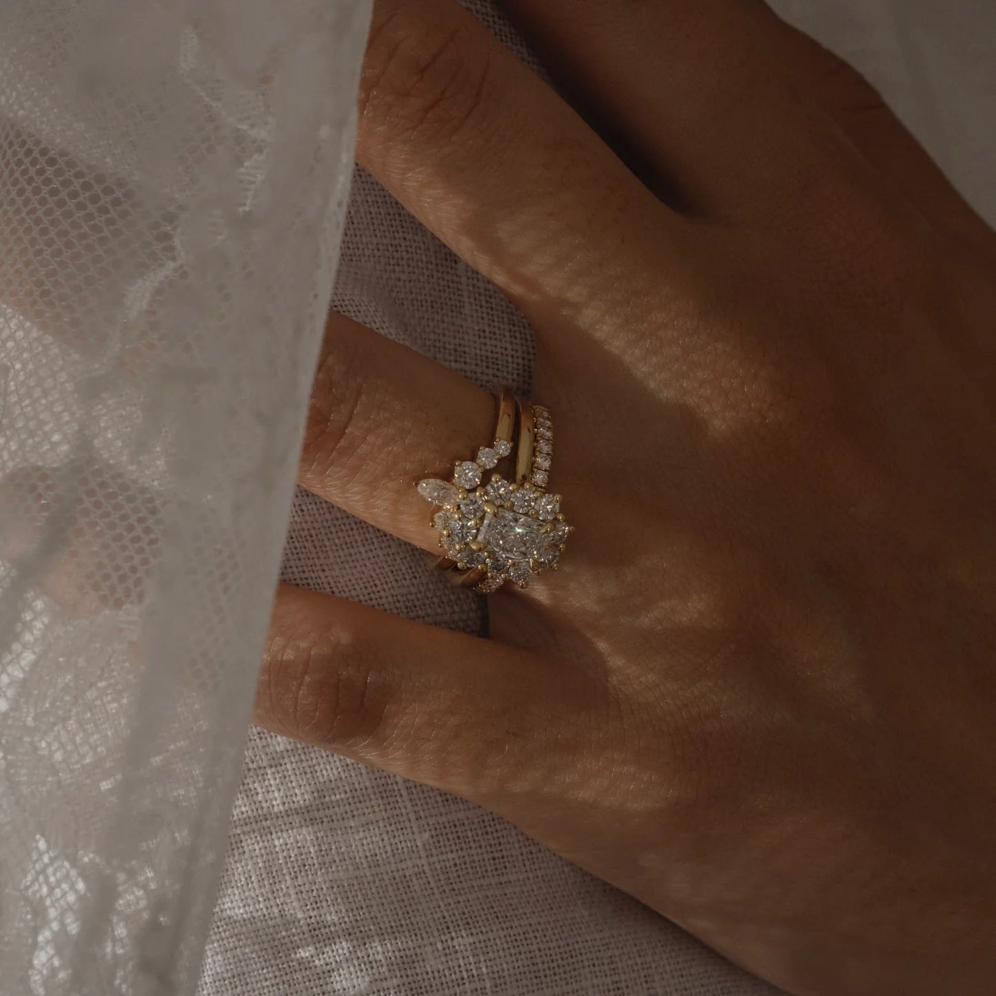 1.0CT Radiant Lab Grown Diamond Halo Cluster Engagement Ring