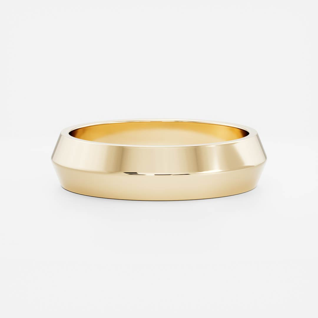 14K Solid Gold Comfort Fit Polished Classic Knife Edge Men's Wedding Band