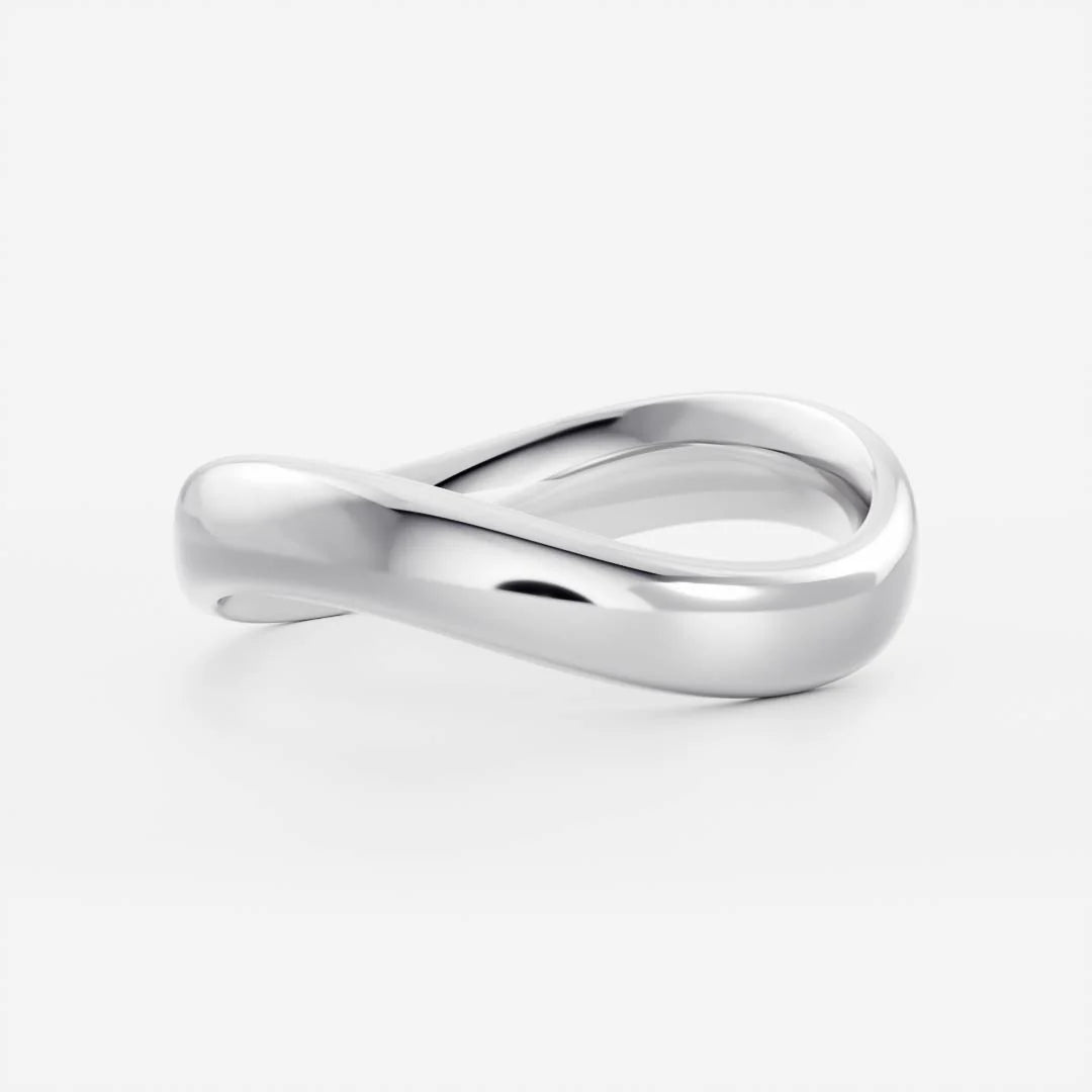 14K Solid Gold Plain Curved Wedding Band