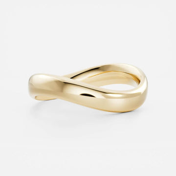 14K Solid Gold Plain Curved Wedding Band