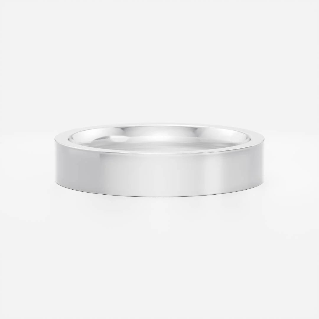 14K Solid Gold Simple Plain Flat Wedding Band