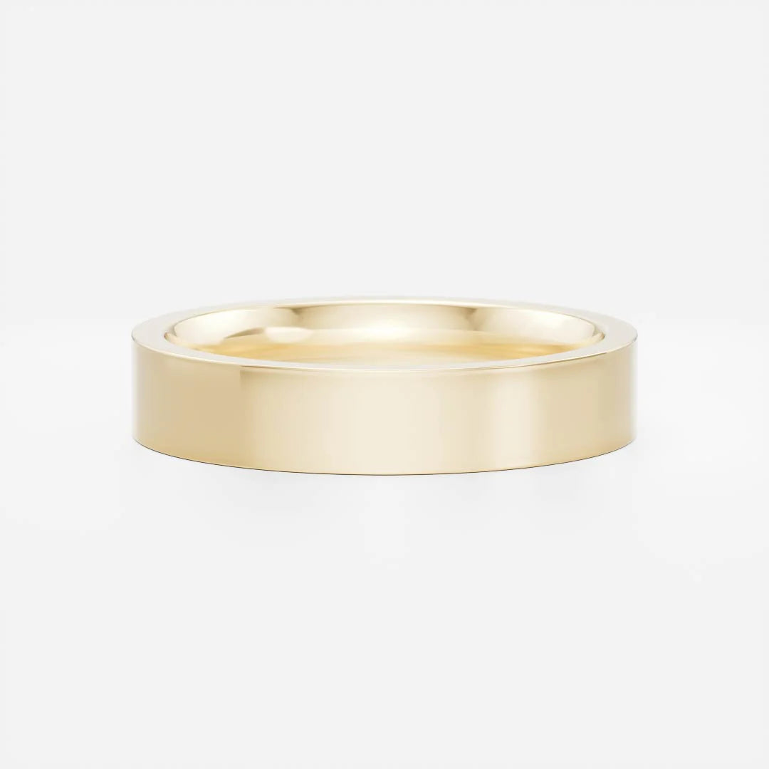14K Solid Gold Simple Plain Flat Wedding Band