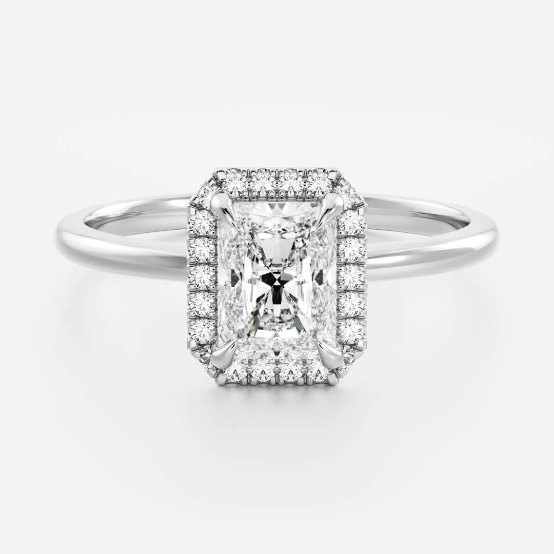 2.0CT Radiant Lab Grown Diamond Halo Solitaire Engagement Ring