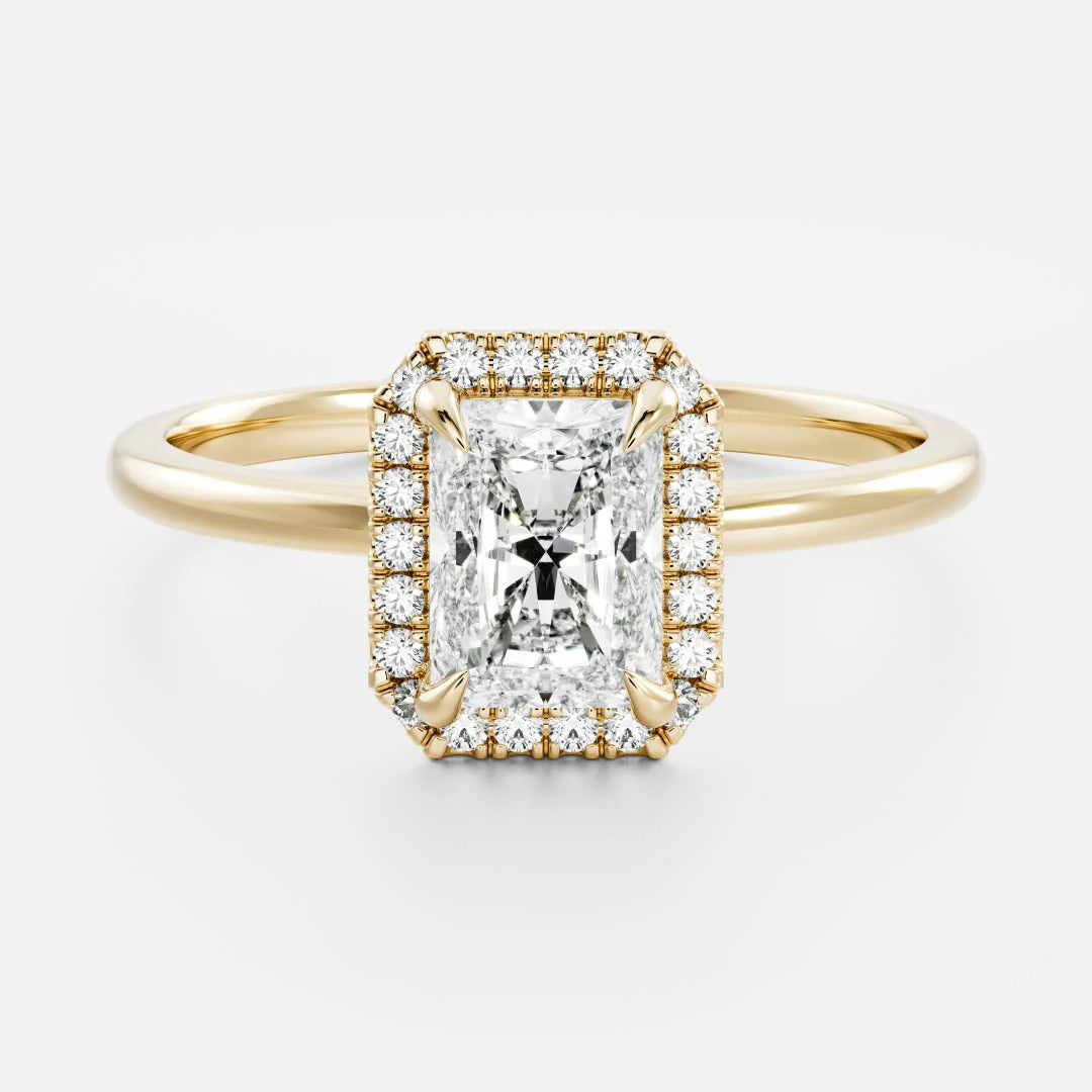 2.0CT Radiant Lab Grown Diamond Halo Solitaire Engagement Ring