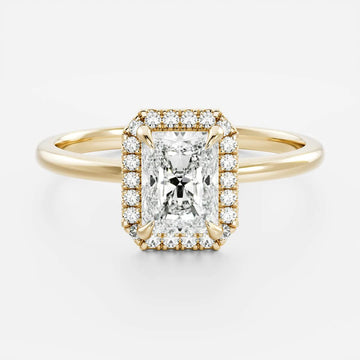 2.0CT Radiant Lab Grown Diamond Halo Solitaire Engagement Ring