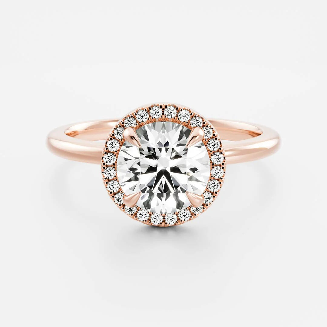 1.0CT Round Lab Grown Diamond Halo Solitaire Engagement Ring