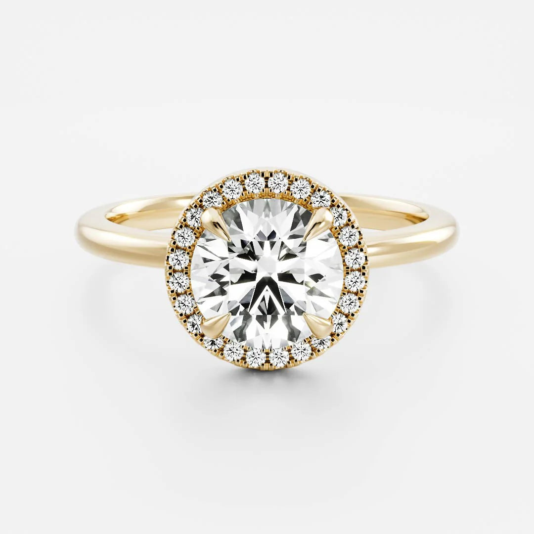 1.0CT Round Lab Grown Diamond Halo Solitaire Engagement Ring