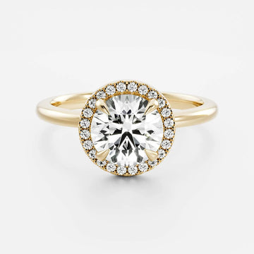 1.0CT Round Lab Grown Diamond Halo Solitaire Engagement Ring