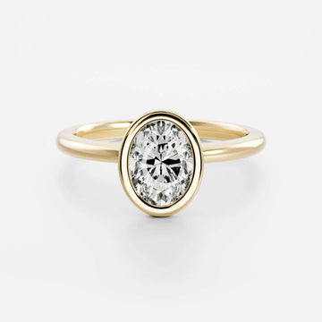 1.0CT Bezel Set Oval Cut Lab Grown Diamond Solitaire Engagement Ring