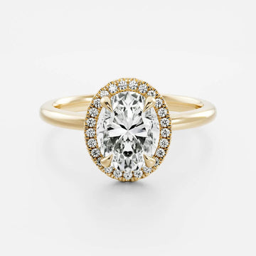 1.0CT Oval Lab Grown Diamond Halo Solitaire Engagement Ring