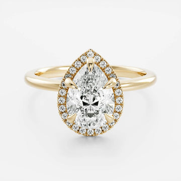 1.0CT Pear Lab Grown Diamond Halo Solitaire Engagement Ring