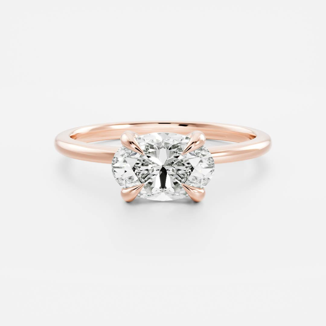 1.0CT East West Oval Lab Grown Diamond Solitaire Engagement Ring