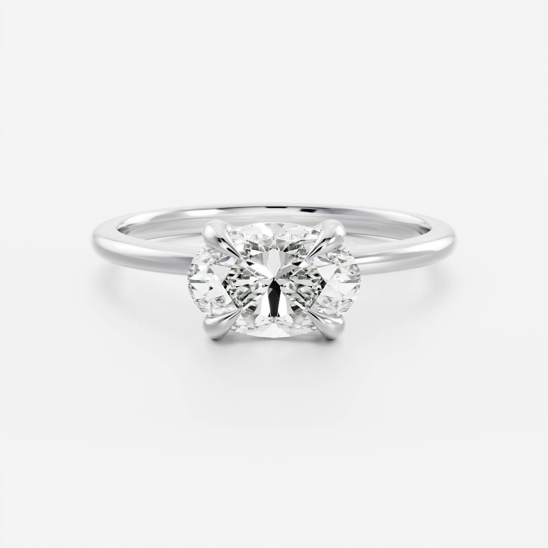 1.0CT East West Oval Lab Grown Diamond Solitaire Engagement Ring