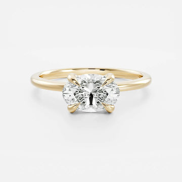 1.0CT East West Oval Lab Grown Diamond Solitaire Engagement Ring