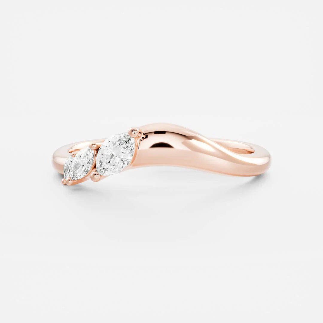 Marquise Lab Grown Diamond Curved Wedding Band