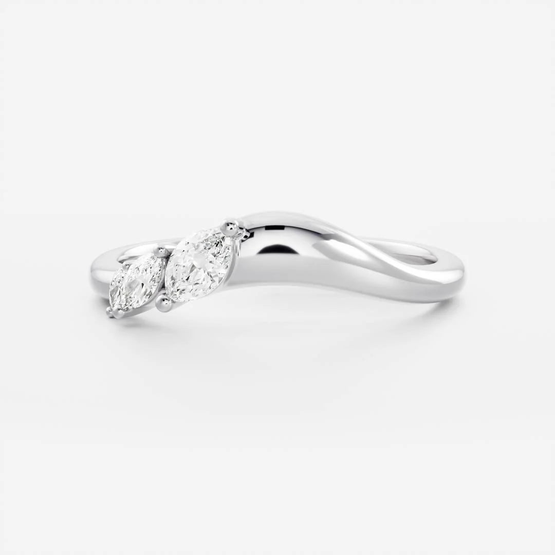 Marquise Lab Grown Diamond Curved Wedding Band