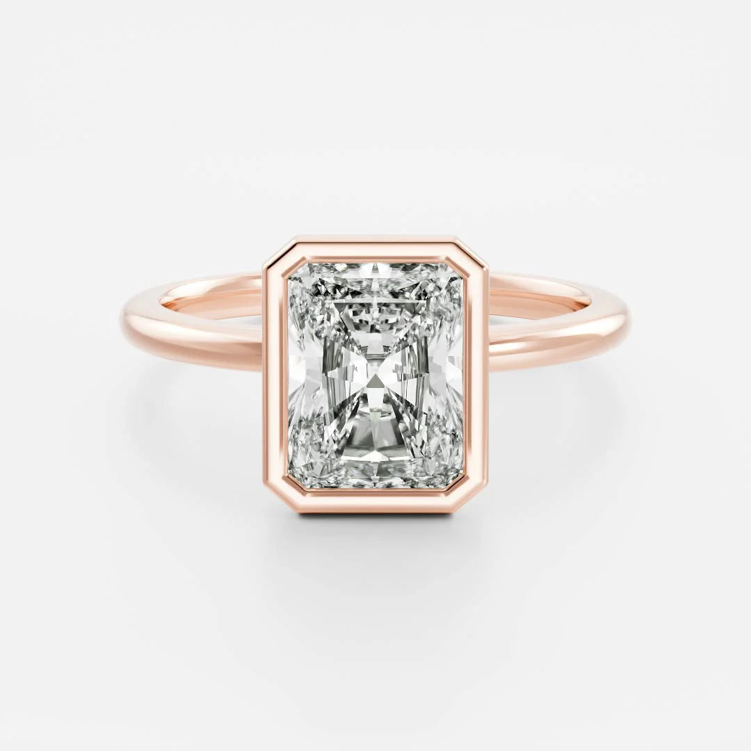 2.0CT Bezel Set Radiant Cut Lab Grown Diamond Solitaire Engagement Ring