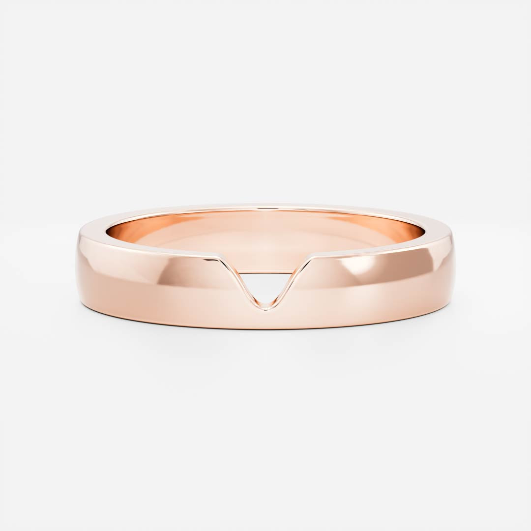 14K Solid Gold Comfort Fit Chevron Men's Wedding Band