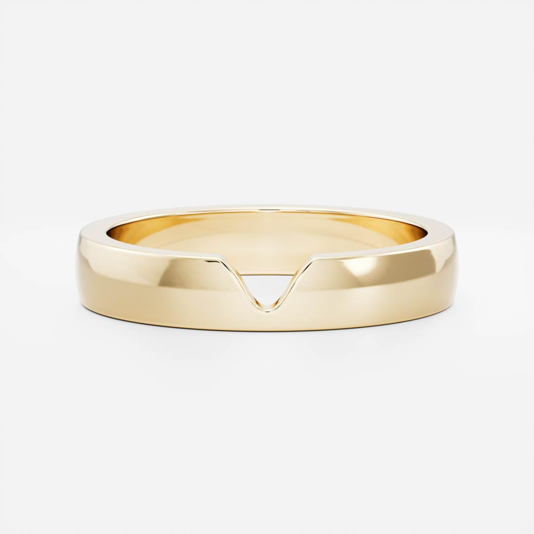 14K Solid Gold Comfort Fit Chevron Men's Wedding Band