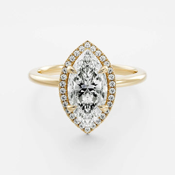 1.0CT Marquise Lab Grown Diamond Halo Solitaire Engagement Ring