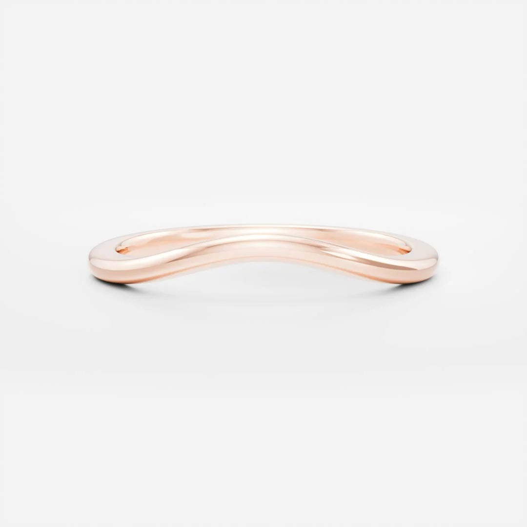 14K Solid Gold Plain Classic Curved Wedding Band