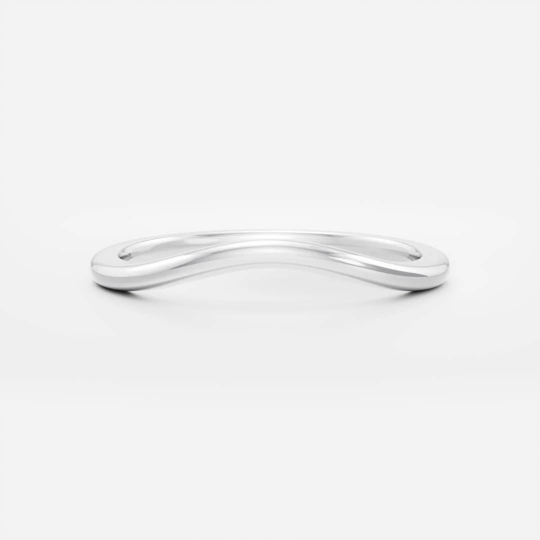 14K Solid Gold Plain Classic Curved Wedding Band