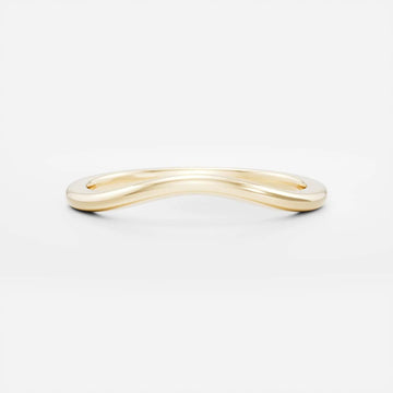14K Solid Gold Plain Classic Curved Wedding Band