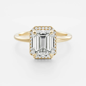 2.0CT Emerald Lab Grown Diamond Halo Solitaire Engagement Ring