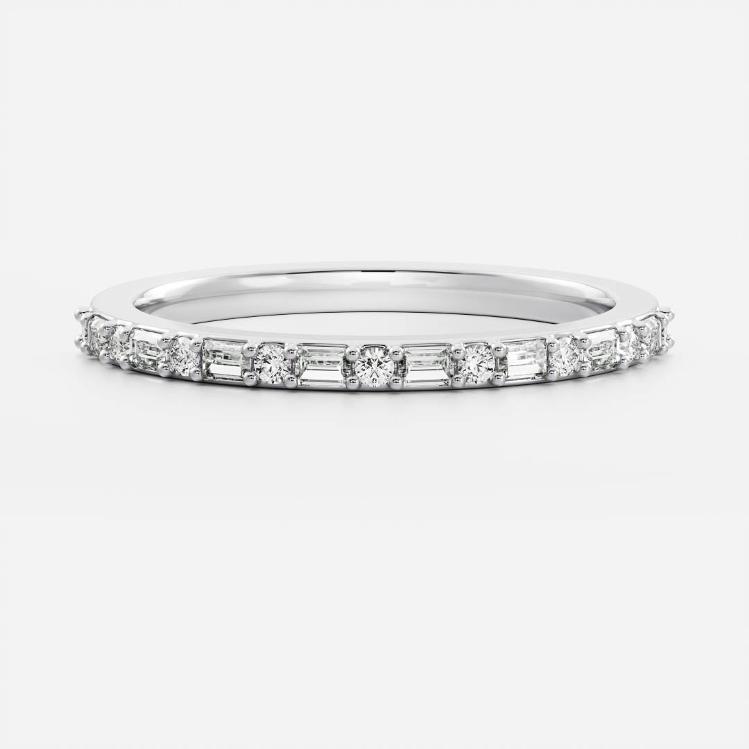 The Greta Ring - Alternating Baguette and Round Wedding Band